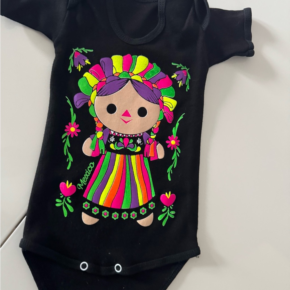 Colorful Mexican Doll Baby Onesie